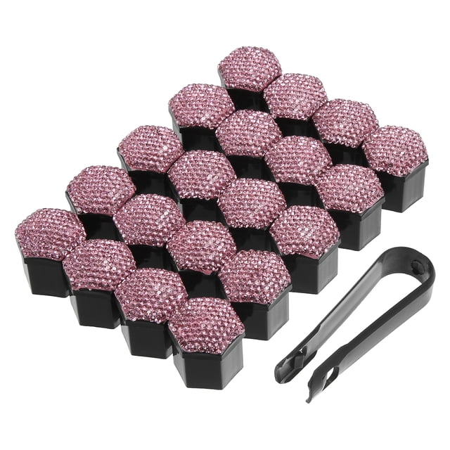 Unique Bargains 20 Pcs Couvre-Écrou de Roue 17mm Faux Cristal Bling Couvre-Écrou de Roue Universel Jaune