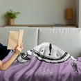 thumbnail image 3 of Hipster Soft Flannel Fleece Throw Blanket, Retro Alarm Clock with Grunge Effects Classic Vintage Sleep Graphic, Cozy Plush for Indoor and Outdoor Use, 70" x 90", Purple White Black, by Ambesonne, 3 of 5