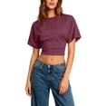 thumbnail image 6 of Otvok Women'S Summer Backless Crop Top with Batwing Sleeves Casual Solid-Color Short-Sleeve Crew Neck Tops T-Shirt, 6 of 6