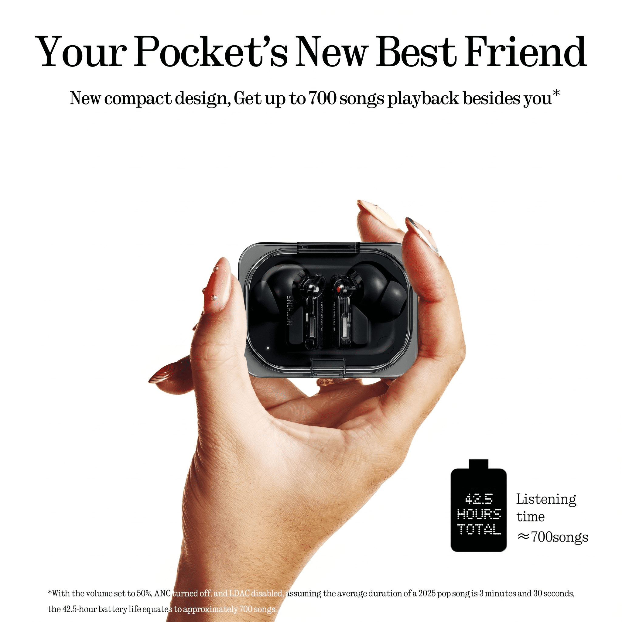 Nothing Ear (a) Wireless Earbuds, 45dB Hybrid Noise Cancelling Earbuds, Hi-Res Audio, Advanced Equaliser, Dual Connect, 6 Mics, 42.5H Playtime Earbuds Wireless Bluetooth Black