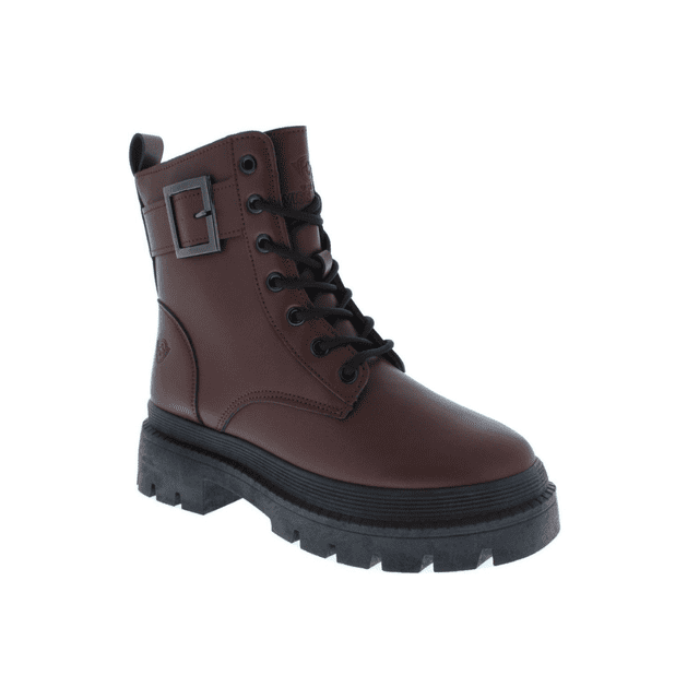 Bota Para Mujer Swiss Navy Combat Con Hebilla color Café