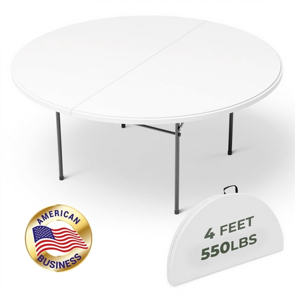 T-SKR 48" Round Folding Table, 550lbs Heavy Duty, Camping Party Dining
