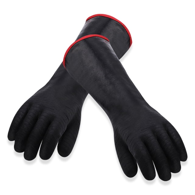 Neopreno de goma Mits Mitts Carne de pollo Guantes resistentes al calor Restaurante Hogar Panadería Aislamiento térmico Tostado de 14 pulgadas Tipo fino 1 Par. Inevent HA010964-01