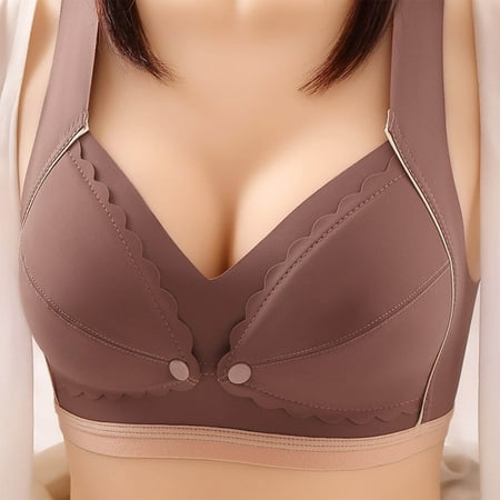 Nexjvus Nursing Bras for Breastfeeding Strap Wirefree Front Open Front Open Button Bra Fashion Bra