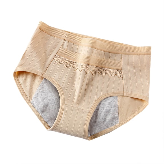 Admvng Womens Cotton Underwear Solid Color Lace Pocket Waisted Briefs Breathable Traceless Pants for Girls, Size M-2XL