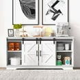 thumbnail image 2 of SSyao Bar Cabinet with Barn 2 Sliding Doors Buffet Farmhouse Storage Cabinet TV Stand (White), 2 of 10