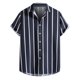 thumbnail image 1 of Camisa casual de manga corta con estampado de rayas y botones para la playa para hombre Pompotops  oipoqjl43717, 1 of 9