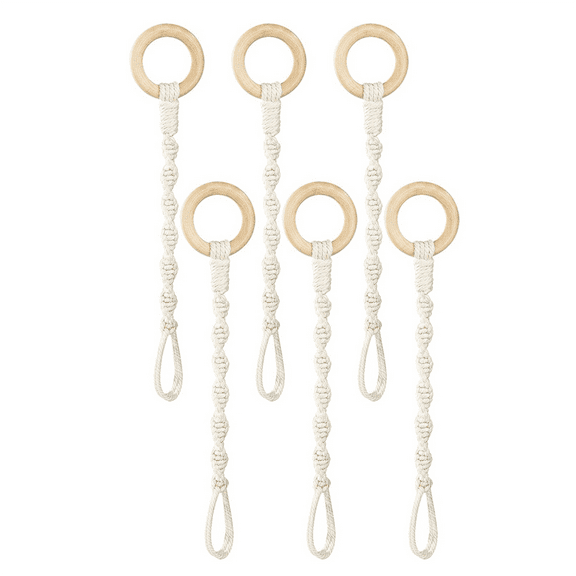 6-Pack Plant Hanging Extender Wood Ring Hand Woven Flower Pot Rope Hanging Cotton Rope Garden Flower Pot