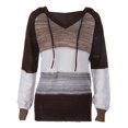 thumbnail image 3 of Women Casual Sweater Rib Knitted Long Sleeve Loose Fitting Pullover Hooded Drawstring Sweater, 3 of 6
