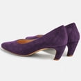 thumbnail image 3 of FSJ Women Comfortable Sturdy kitten Low Heels Pumps Slip On Almond Closed Toe Office Work Wedding Casual Dressy Shoes Size 8 Purple, 3 of 4