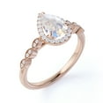 thumbnail image 4 of JeenMata 1.25 Carat Pear Shaped Blue Moonstone and Moissanite Halo Art Deco Engagement Ring in 18k Rose Gold over Silver, 4 of 6