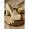 thumbnail image 2 of CORINNE Beige Chain Embellished Chunky Loafers, 2 of 8