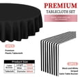 thumbnail image 2 of 6 Pack Round Plastic Tablecloth 84" Black Disposable Table Covers Waterproof Table Cloths for Round Table and 6 Pack 12"x72" Black and White Striped Polyester Table Runners for Parties Birthday Picnic, 2 of 7