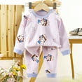 thumbnail image 2 of Caqnni Toddler Toddler Kids Toddler Girls Girls Soft Comfy Solid Raglan Sleepwear Pajamas Pjs 2PCS Set Fall Winter Outfit for Girls 6 9 12 18 24 Months，Light Purple，5-6 Years, 2 of 5