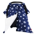 thumbnail image 1 of Moonsea Car Seat Covers Canopy with Navy Star Print, with Soft Warm Minky Fabric Back, 1 of 7
