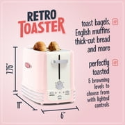 Nostalgia Retro 2 Slice Toaster, Vintage Toaster Oven for Bagels and Thick Bread, Pink