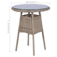 thumbnail image 2 of vidaXL 3 Piece Bistro Set with Cushions and Pillows Poly Rattan Brown, 2 of 6