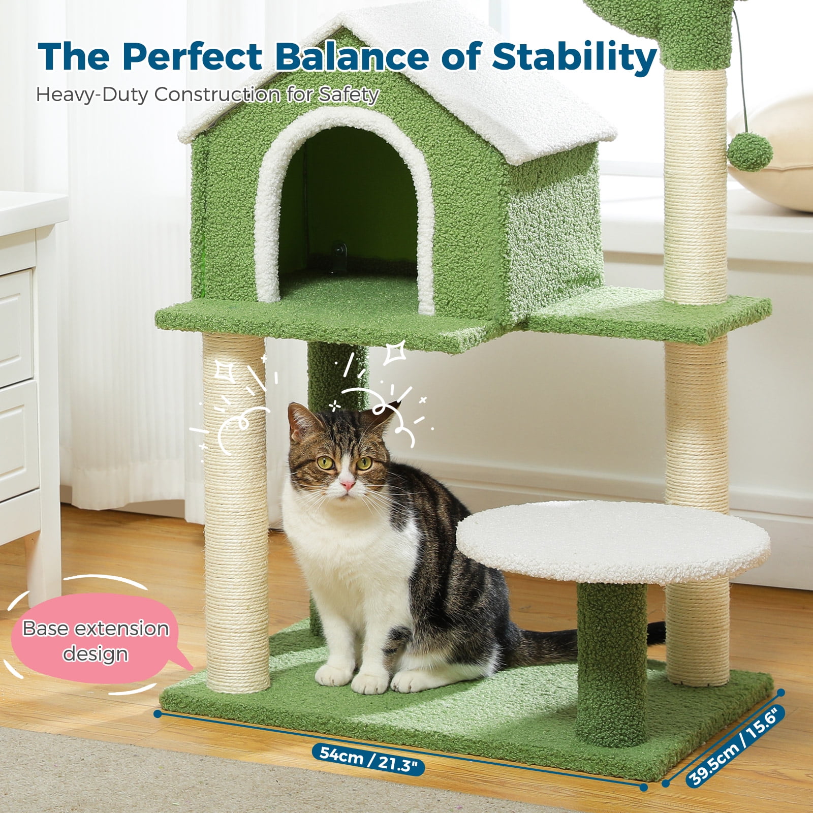 Made4Pets Cat Tree with Cozy Cat Condo and Scratching Post, 21.3"x15.6"x34.5"