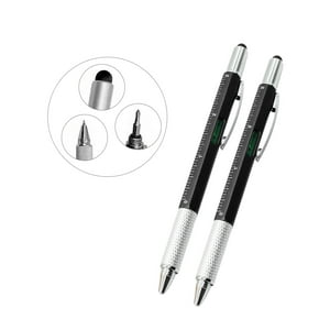 Infidev Stylo à tournevis multifonctionnel 6-in-1, Stylo à bille, stylet, règleur, bubble level et visseuse Bits, tout-en-un poche pour la maison, bureau et l'extérieur