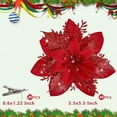 thumbnail image 4 of BYXAS 20 Pcs Christmas Artificial Poinsettia Flowers 5.9" Glitter Poinsettias Flowers with Clips for Christmas Tree DIY Xmas Wreath Party New Year Decor (Red), 4 of 11