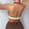 thumbnail image 2 of Haut Court à Col Licou Croisé pour Femme Sans Manches, Aguichant, Ajusté, en Tricot, Blouse à Col Licou avec Camisole à Col Licou, S, Coloré, 2 of 9