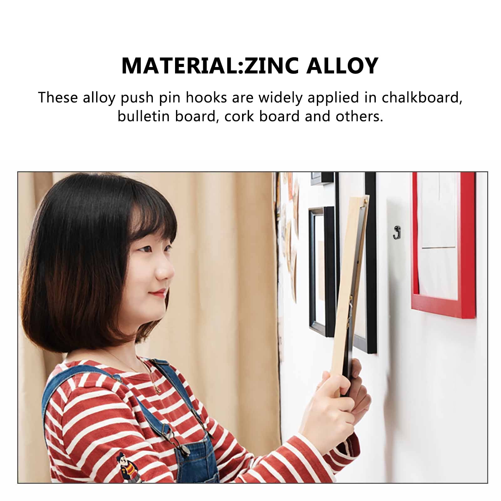 20 Pcs Peg Metal Push Pin Hooks for Bulletin Board with Alloy Thumbtack  Hangers 