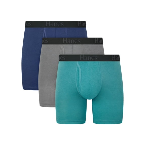 Hanes Mens Underwear Boxer Briefs, 3-Pack, Comfort Flex Fit Total Support Pouch, Moisture Wicking