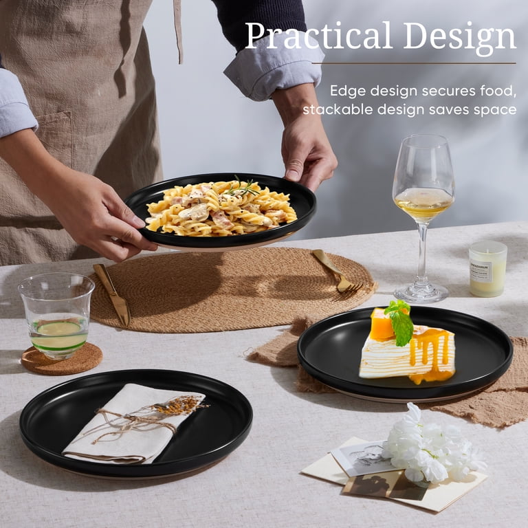 Vesteel Handcrafted Dinner Plates, Matte Black, Set of 6 photo 2