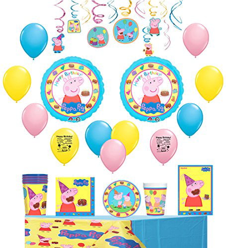 PEPPA PIG PARTY SET KIDS PARTYWARE PLATES NAPKINS CUPS BALLOONS LOOTBAGS 