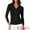 Black, variant on DARING DIVA Women's Long Sleeve V Neck Collared Slim Fit Blouses XS Black