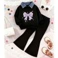 thumbnail image 3 of Eltusu Girls Outfit Sets, Long Sleeve Collared Fare Leg Sweatshirts&Sweatpants Sets Black Size 7-8 T, 3 of 6