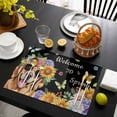 thumbnail image 3 of Spring Dog Placemats Set of 6, Black Watercolor Botanical Floral Sunflower Placemats for Dining Table, Place Mats for Kitchen Tabletop, Waterproof Wipeable Dining Table Mats Set, 3 of 9