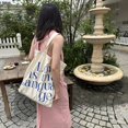thumbnail image 4 of CanvasTote Bag Shopper Casual Handbag for Women Large Capacity Shoulder Bag Lady Purse Travel Bag with Letter Pattern, 4 of 20