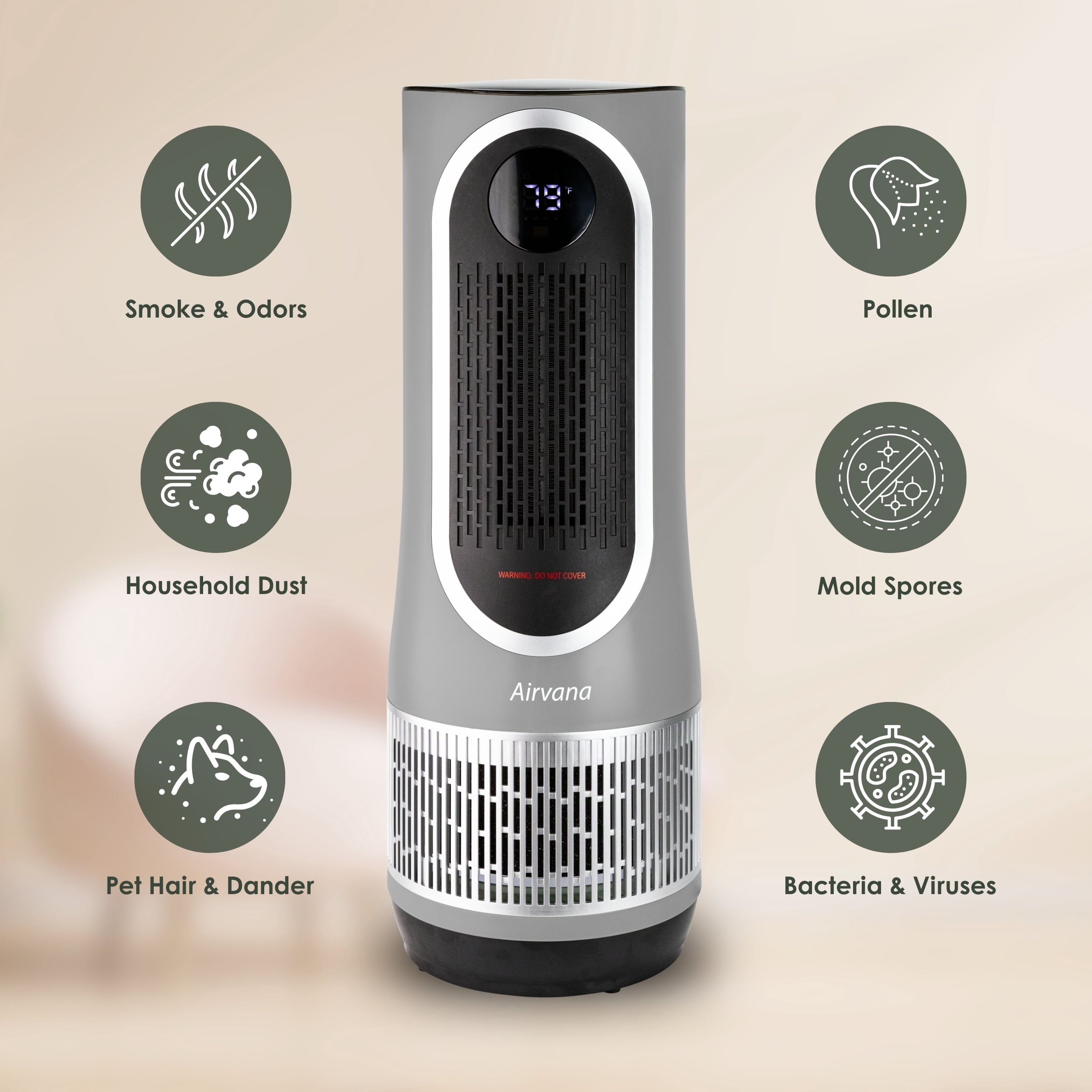 Airvana 3-in-1 Heater, Fan & Air Purifier – HEPA Filter System for Clean Air and Warmth in Home, Bedroom, or Office