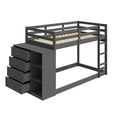 thumbnail image 6 of JERFIT Twin over Twin Bunk Bed with Storage Drawers, Gray Space-Saving Bunkbed Frame with 4 Drawers & 3 Shelves, 6 of 10