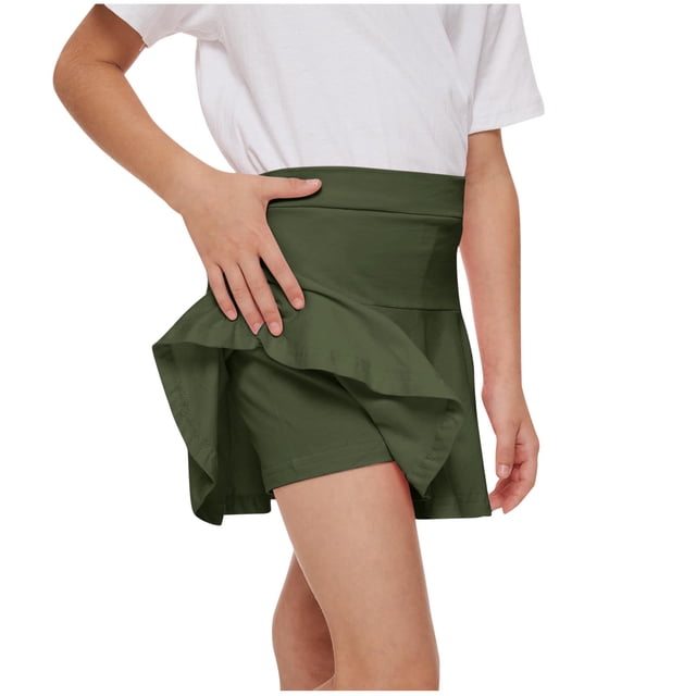 Odeerbi 1-6 Años Niñas Falda Pantalón Corto de Verano Falda de Algodón Con Pantalón Corto de Bicicleta Casual Color Sólido Falda Deportiva Con Slip Shorts