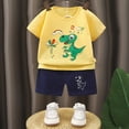 thumbnail image 2 of kpoplk Toddler Infant Baby Boy Clothes 12M 18M 24M 2 Piece Set Casual Short Sleeve T-Shirts and Pants Outfits(Yellow,3-4 Y), 2 of 4