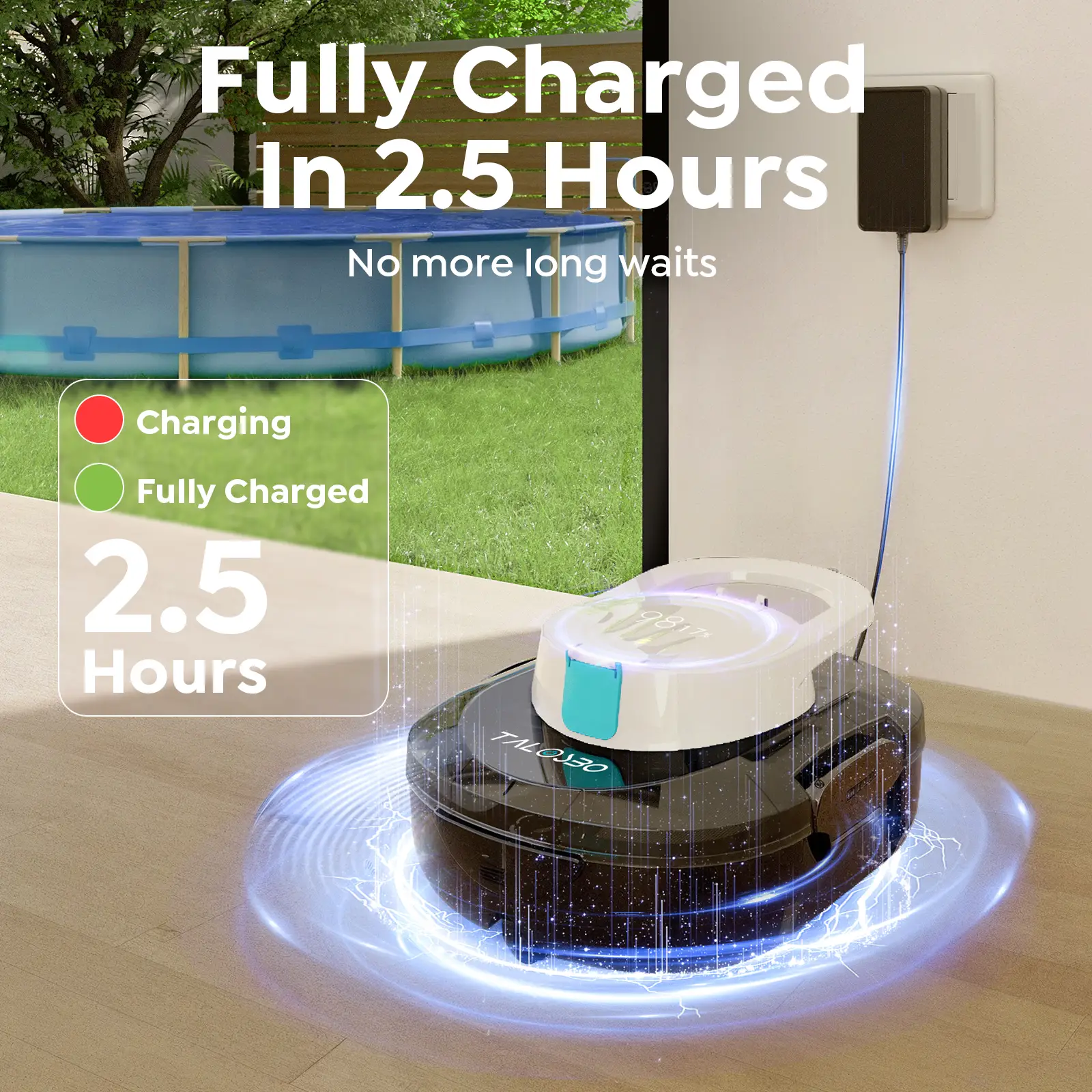 Talosbo S1 Pro Cordless Robotic Pool Cleaner for Above-Ground & In-Ground Pools Automatic Pool Vacuum 120 Min Runtime Up to 1076 sq. ft