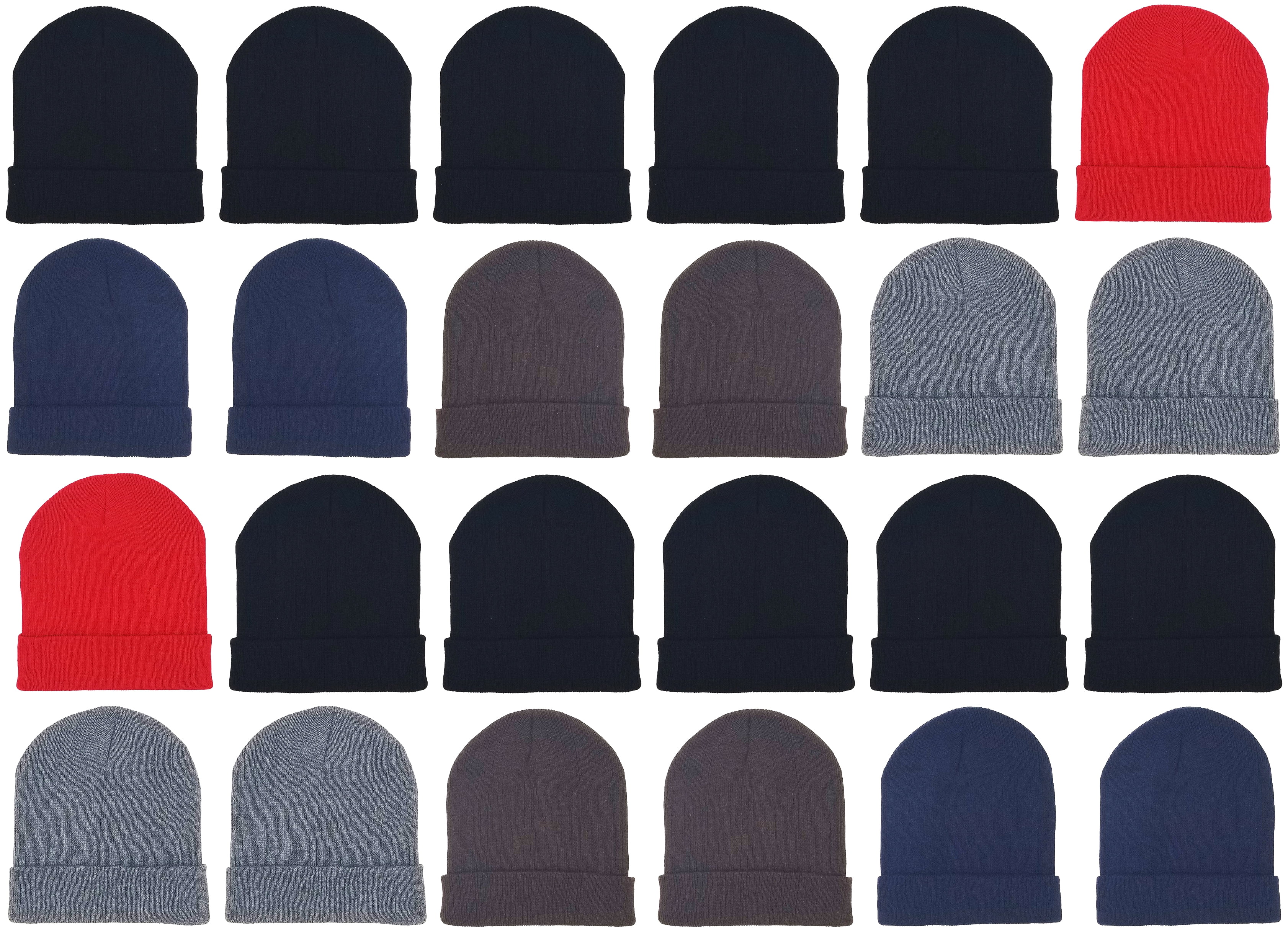 48x Winter Beanies & Gloves Combo Pack, Bulk Pack for Men 