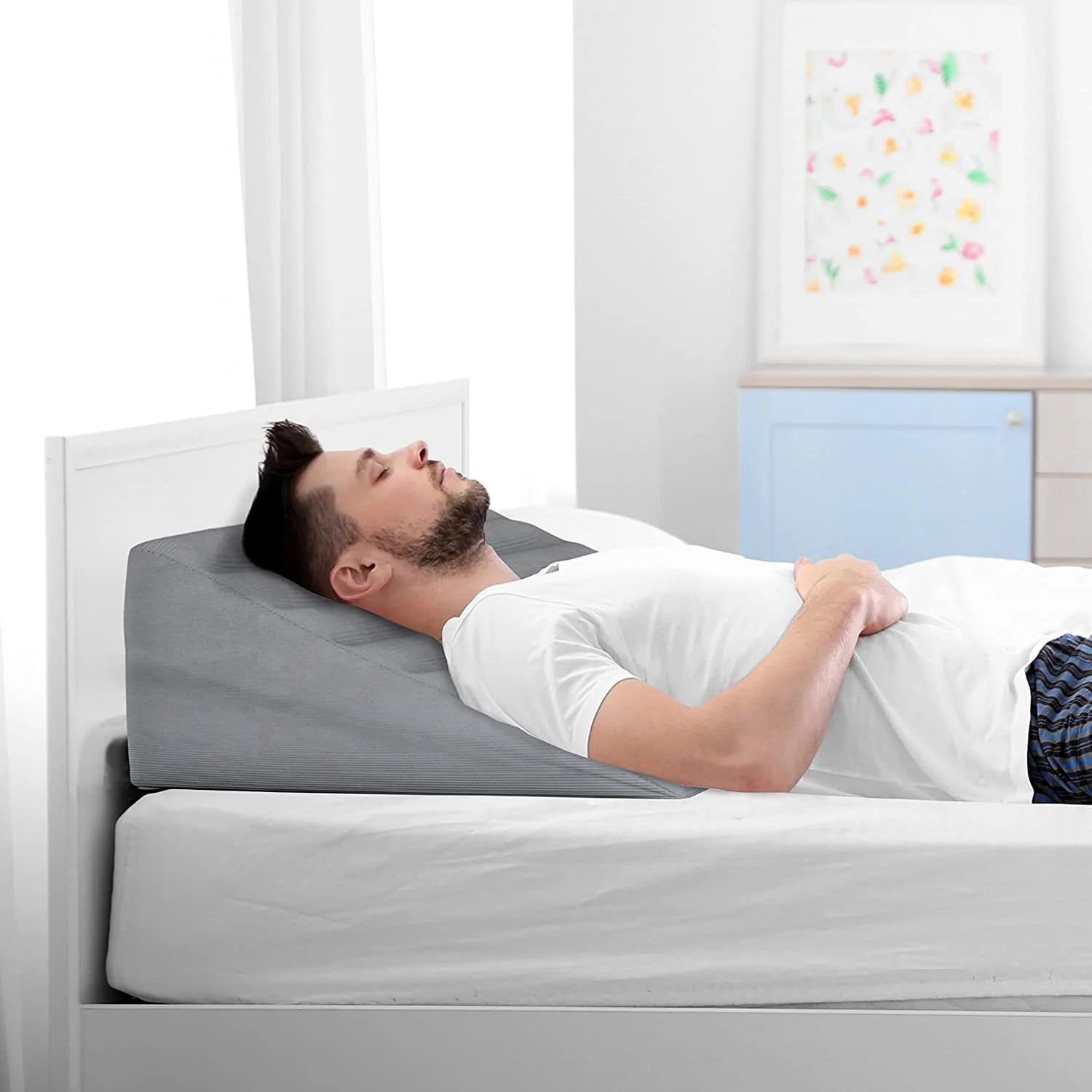 Boyd Sleep Inflatable Wedge Pillow with Pump and Auto Seal Valve, Gray