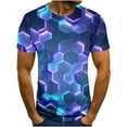 thumbnail image 1 of Fridja T-Shirts Grande Taille pour Hommes, Hauts Graphiques, T-Shirt de Printemps et d'Été, Mode Décontractée, Manches Courtes, Chemise Rétro Imprimée Géométrique 3D, Blouse pour Course, Randonnée, Escalade (Bleu, G) (Bleu, G), 1 of 4