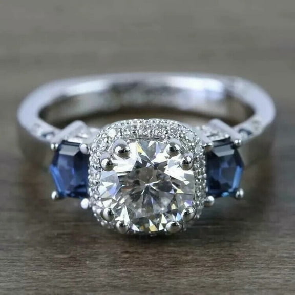 2Ct Round Cut Lab Created Diamond Women's Engagement Ring 14k White Gold Plated