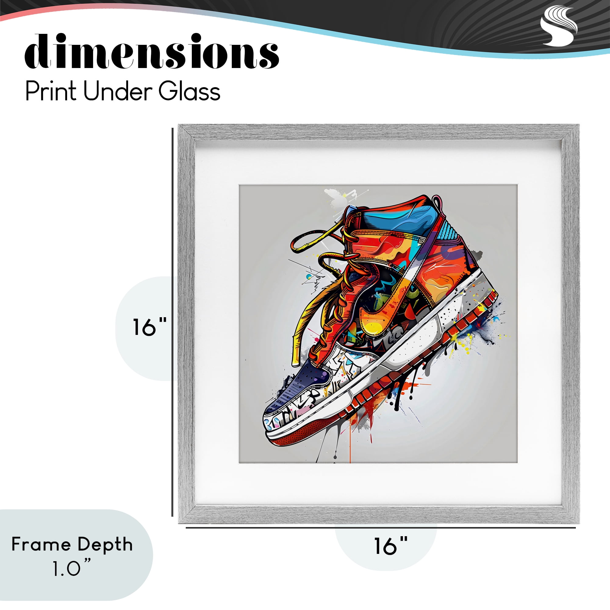Stupell Industries Graffiti Sneaker with Laces Gray Framed Print Under Glass, design by Creative Studio