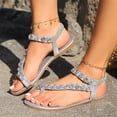 thumbnail image 2 of Ruyang Women's Flat Sandals Casual Glitter Rhinestone Sandals Open Toe Slip Heel Sandals Wedges for Women Sandals, 2 of 8