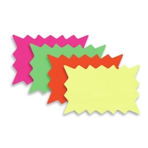 100-3" x 5" Ultra Glo Starburst Store Retail Signs 25 ea /color 