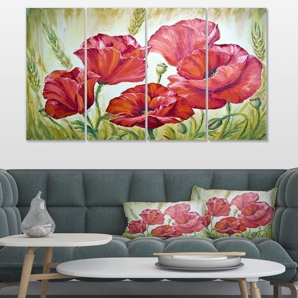 Poppies in Wheat - Large Floral Wall Art Canvas - Walmart.ca