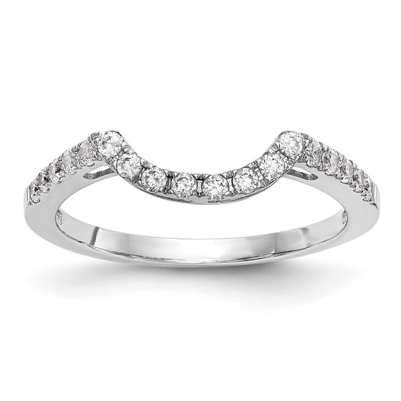 14K White Gold Ring Band Wedding Diamond Round Contour