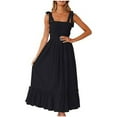 thumbnail image 2 of WMTBSRSW Summer Dresses for Women 2024 Trendy Casual Sleeveless Square Neck Midi Dress High Waist Backless Ruffle Tiered Boho Sundress, 2 of 9