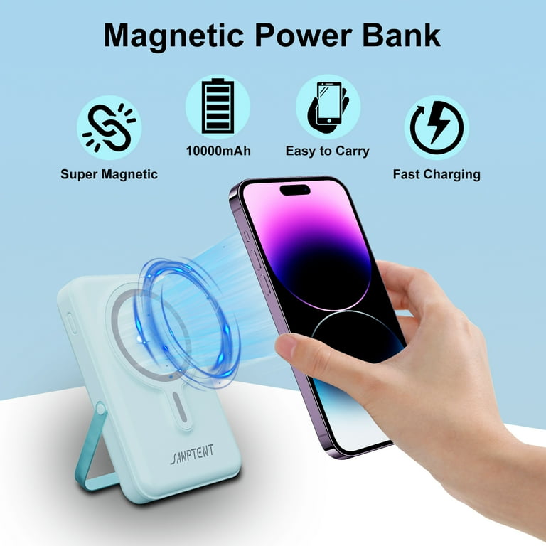 SANPTENT 20000mAh Magnetic Power Bank, Wireless Charger with
