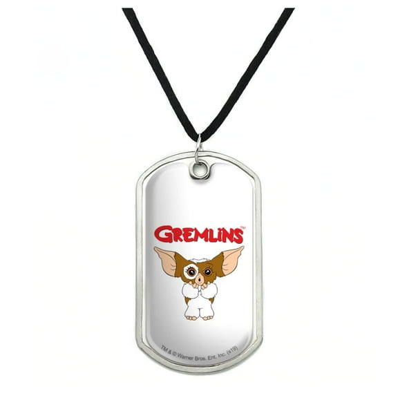 Gremlins Gizmo Logo Military Dog Tag Pendant Necklace with Cord